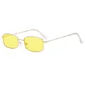 Retro rectangular sunglasses with thin gold metal frames and bright yellow lenses - Gold Frame Yellow Lenses