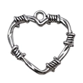 Silberner Dornenherz-Metallanhänger mit gedrehtem Drahtdesign für DIY-Schmuckherstellung - 1 Stück Hohler Dornen-Herzanhänger (24x24mm)