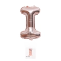 Rose gold letter I foil balloon in 16 inch retail packaging for birthday party decor - 16" / Rose Gold Letter I (With Backing Card)