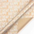 Orange gift wrapping paper roll with metallic silver HAPPY BIRTHDAY lettering - Birthday Series - Silver Letters/Roll
