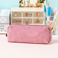 Pink corduroy pencil case with soft texture and zipper closure for school storage - Dusty Pink