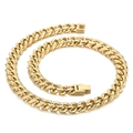 Collier maille cubaine dorée en acier inoxydable avec fermoir à clip rectangulaire - 10mm 45cm Collier / Or