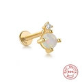 925 silver gold-plated labret with opal and zircon stone featuring S925 hallmark - Gold #9 (Double Stone)