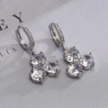 Orecchini pendenti a fiore in zircone argento con cristalli rotondi scintillanti - Argento