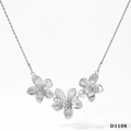 Elegante collana in acciaio inossidabile argento con tre pendenti a forma di fiore - Collana d'Argento (D1108)