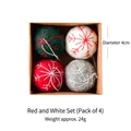 Set van 4 handgemaakte kerstballen van wolvilt met geborduurde sneeuwvlokken, 4cm - Sneeuwvlok Stijl (Set van 4)