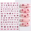Detail of STZ-CS289 nail stickers with pink glitter hearts, stars and bows on nails - STZ-CS289 Pink Glitter Heart Bow