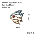 Detail of copper gold plated tropical fish pendant with colorful cubic zirconia - Tropical Fish