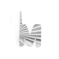 Minimalist silver stainless steel M letter pendant with textured radial finish - Letter M