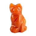 Handcrafted orange agate crystal cat figurine with a smooth semi-precious stone finish - 1.5 Inch / Red Aventurine