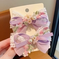 Lace Embroidery Bow (1617) / 2 Pcs/Set / Sweet Purple