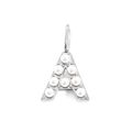 Elegant silver-toned letter A pendant charm inlaid with small white pearls for jewelry making - Silver-A