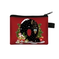 Red Christmas coin purse with festive letter Q print and black zipper strap - Letter Q