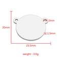 Colgante circular de acero inoxidable plateado pulido 20mm con un peso de 3,6g - Estilo de Placa Redonda Color Acero