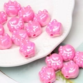Pink pearlescent cat paw acrylic beads for DIY jewelry and bracelet making - Rose Red