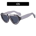 Fashionable irregular retro sunglasses featuring grey translucent frames style C5 - As Shown / Transparent Gray Frame & Gray Lenses