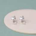 Pendientes de aro de plata de ley S925 con circonitas cúbicas blancas redondas - Plata 925 / Blanco Platino / Circonita Blanca