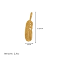 Golden feather pendant in vintage style with detailed dimensions: 35.5mm by 9mm size - A10 Feather