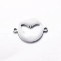 Runder Verbindungsanhänger aus Edelstahl in Silber mit Schmetterling-Hohlmuster - Stahlfarbe Schmetterling