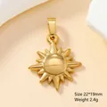 Ciondolo a cuore croce solare in acciaio inossidabile dorato lucido 22x19mm - Sole Dorato Stile 2 (140)
