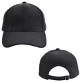 Detailansicht der schwarzen Wildleder-Baseballkappe mit verstellbarem Metallschnallenverschluss - Einheitsgröße / Schwarz