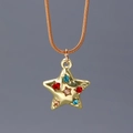 Golden snake chain necklace with irregular star pendant featuring colorful gemstones - Gold Multicolor Rhinestone Star Style (WG-0593)