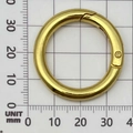 37mm gold-plated round spring snap hook for bags and keychains on measuring grid - 35mm Round Spring Ring / Gold