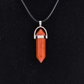 Red agate hexagonal point pendant necklace with natural patterns on black velvet - Natural Red Jasper