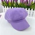 Close-up of lavender newsboy cap with octagonal stitch crown and twill cotton texture - Adjustable M (56-58cm) / Purple