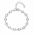 Detailed shot of silver heart link bracelet with sparkling crystals and lobster clasp - 005 White Diamond Love [bracelet]]|1
