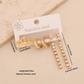 Golden stainless steel set with butterfly studs, rhinestone hoops and long tassel earrings - Style 4 Hollow Butterfly Set