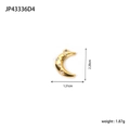Technical view of a gold crescent moon pendant with crystals including size and weight specs - Gold White Zirconia Moon