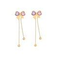 Lange Quasten-Ohrringe in Gold-Finish mit rosa Strasssteinen und feinen Goldketten - 3# Ohrringe