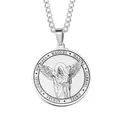 Sieben Erzengel Siegel Anhänger aus Silber mit Namen auf einer runden Medaille - Raguel / Silber