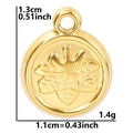 Golden round stainless steel charm with embossed snowflake pattern for DIY jewelry making - Snowflake - Gold