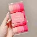 Pink gradient hair tie set with 20 seamless elastic bands in a transparent box - Pink Series 32 Pcs