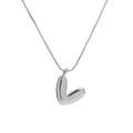 Balloon style 3D letter L pendant necklace in silver plated brass with box chain - Necklace V