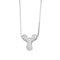 Silver letter Y necklace with sparkling cubic zirconia stones and delicate fine chain - Letter Y / Silver
