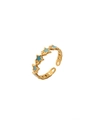 18k gold plated open ring with blue enamel stars in a retro minimalist style - Adjustable Open / Blue Star Style