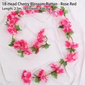 Guirnalda de flores de cerezo artificiales rosa rojo 2,3m con 18 flores decorativas - 90 Flores Enredadera de Cerezo / Rosa Rojo