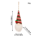 Gnomo de Navidad de felpa con gorro de rayas rojas y verdes y barba blanca, peso 35g - Rayas Rojas y Verdes