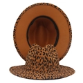 Cappello fedora in feltro leopardato con tesa larga piatta e fodera interna color cammello - M (56-58cm) / Leopardo Marrone
