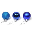 Trois boules de Noël bleues en plastique avec finitions pailletées, brillantes et mates - 10cm / Bleu Saphir