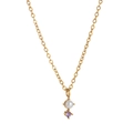 Gouden titanium stalen ketting met een parel en een paarse zirkoon geboortesteen - Februari Ketting