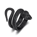 Bague serpent noire mate avec écailles détaillées et design à triple spirale - US 7 / Noir