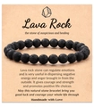 Black lava rock beaded bracelet on cards for emotional healing and courage gifts - Lava Rock Bracelet