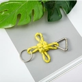 Yellow woven keychain lanyard with heavy-duty metal spring clasp and split ring - Camo Yellow