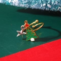 Detail of gold open ring with Christmas tree and silver star charms on festive background - Christmas Tree Star Pendant Ring (4382)