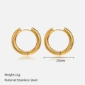 Orecchini a cerchio minimalisti da 25mm in acciaio inossidabile placcato oro per donna - Oro Bambù Rotondo