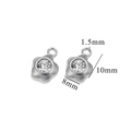 Silver flower pendant in stainless steel with clear zircon and dimensions details - Steel Color - Flower